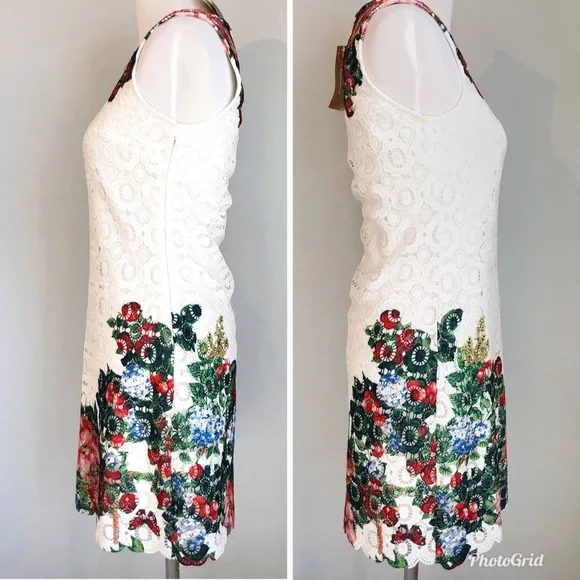 Miami White Lace Floral Detail Sheath Dress, size Medium - Picture 4 of 8